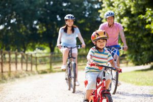 Family on bikes