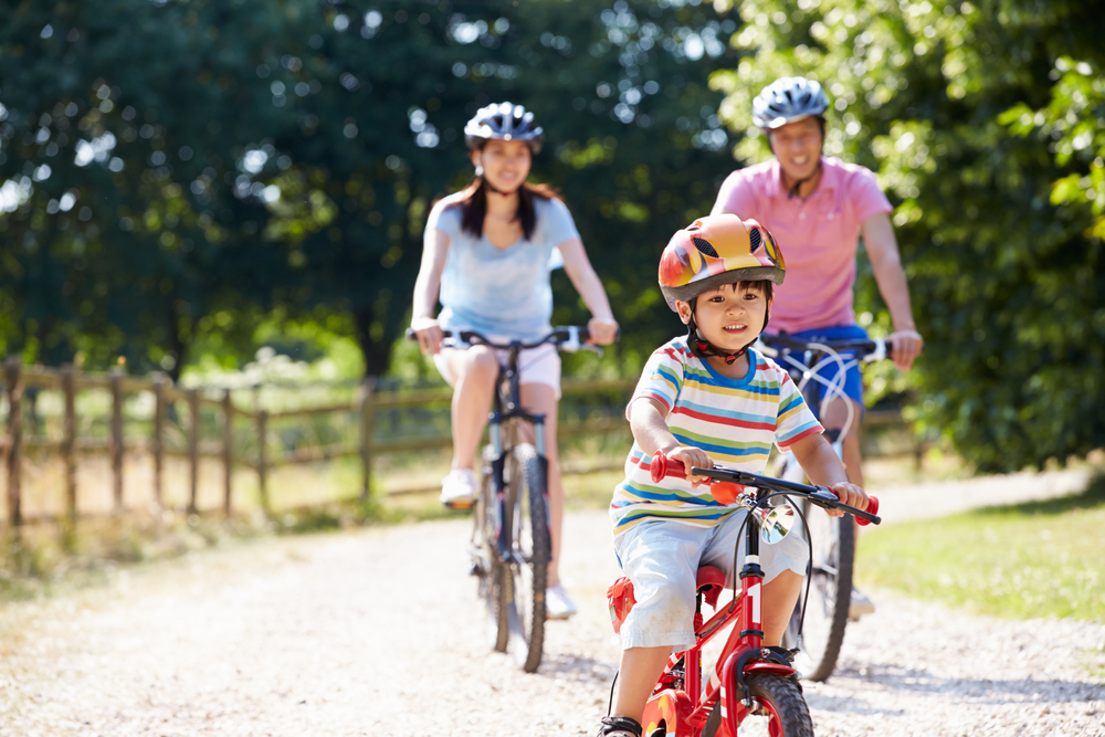 Family on bikes